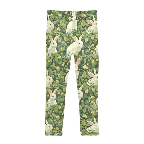 Rabbit Green Pattern A Girls Leggings Athletic Pants Tights Stretch Bottom2