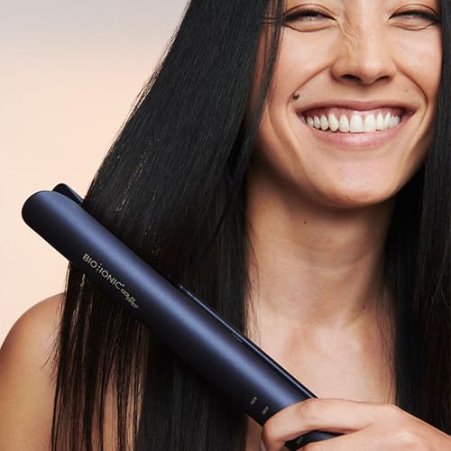Image of Bio Ionic GoldPro Hair Straightener, Blue, Moisturizing Heat Technology & 24K Gold MX, Hair Straightening Iron for Sleek Styles & Flat Iron Curls, 40% Longer Plates, Adjustable Heat
