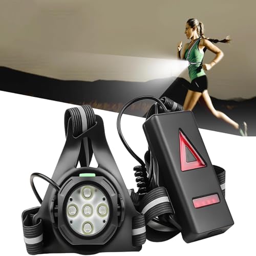 ERIEAOM Light Up Running Vest for Runners, USB Rechargeable 6-LED Night Safety Gear with 90° Adjustable Beam, Reflective Running Lights for Jogging, Dog Walking, Men Women Kids (Waterproof)