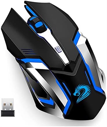 Uciefy X96 Wireless Gaming Mouse, Rechargeable Silent Mouse 4 Breathing Led Light Optical Mice with Nano USB Receiver, 2400 DPI High Precision Laser for Computer/Laptop/Mac/PC (Black)