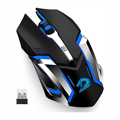 Uciefy X96 Wireless Gaming Mouse, Rechargeable Silent Mouse 4 Breathing Led Light Optical Mice With Nano Usb Receiver, 2400 Dpi High Precision Laser For Computer/Laptop/Mac/Pc (Black) #TOP9