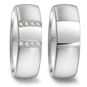 2x JC trouwringen in roestvrij staal verlovingsringen trouwringen partnerringen 2 ringen EBC42 *met gravure en steen*