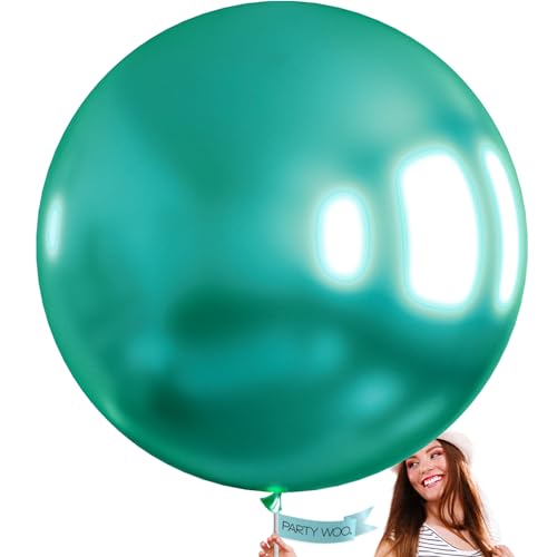 Image of PartyWoo Metallic Green Balloons 4pcs 36 Inch Extra Large Big Jumbo Giant Chrome Green Latex Helium Balloons for Graduation Jungle Dinosaur Forest Baby Shower Birthday Party Decorations Green-G103