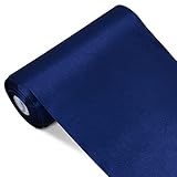 TONIFUL 6 inch x 22yd Wide Navy Blue Satin Ribbon Solid Fabric Ribbon for Cutting Sewing Ceremony Party Decoration Chair Sash Table Runner Car Bows Indoor Outdoor Yard Decor