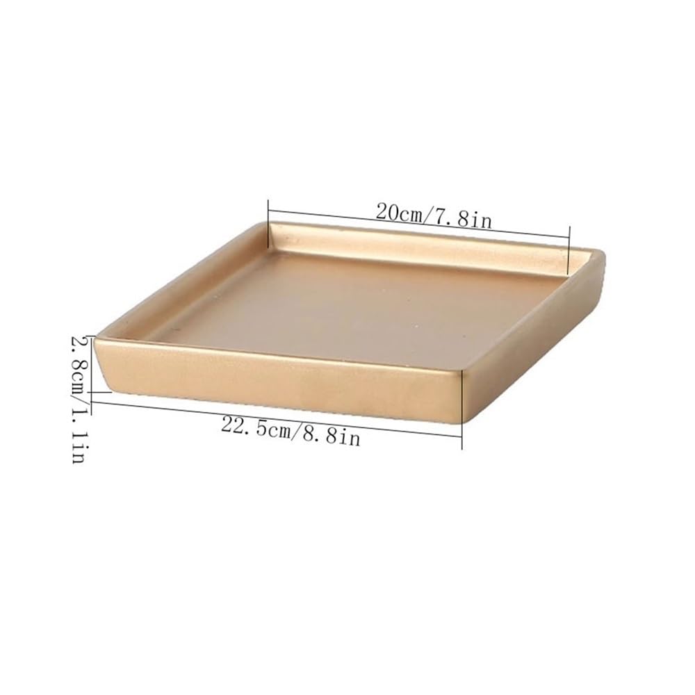 Vassoio per vasi di Fiori, Vassoio raccogli-Gocce Quadrato for Piante, vaschetta di Raccolta in Ceramica for Decorazioni domestiche da 7,8 Pollici(Gray)