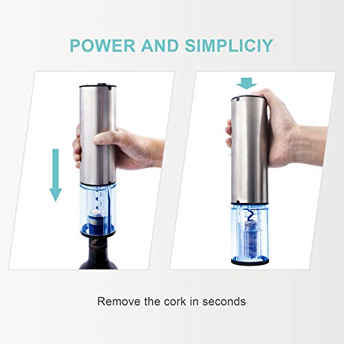 image for EZBASICS Electric Wine Opener Set, Cordless Stainless Steel Automatic 