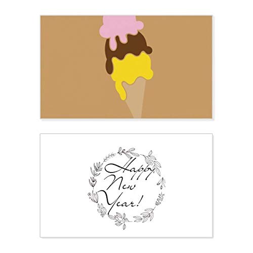 Tarjeta conmemorativa de Año Nuevo con helado tricolor para compartir momentos dulces