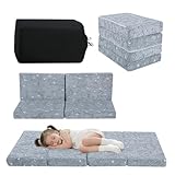 MeMoreCool Foldable Floor Mattress for Kids, Glow Toddler Nap Mat for Sleeping and Daycare, Portable Trifold Futon Mattress Floor Bed, Dinosaur