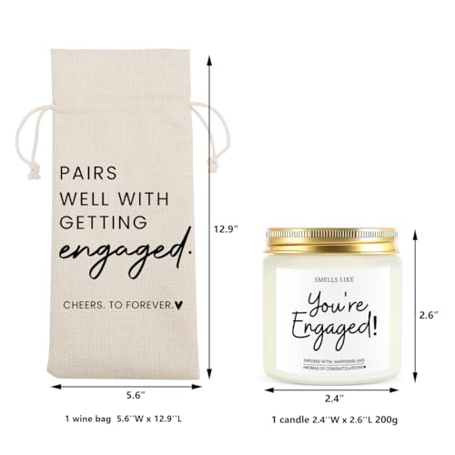 Image of Engaged Gifts Engagement Gifts for Couples Her Engagement Party Decorations | Gift for Couple Wine Bag Scented Candles Set Pairs Well with Getting Engaged Wine Bottle Bag