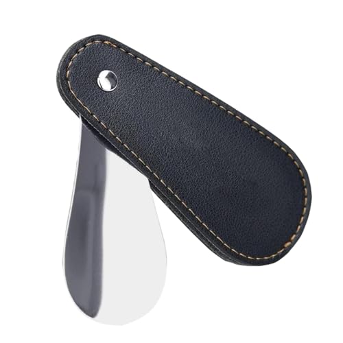 Whnbuij Chausse-pied en métal - Petit chausse-pied de voyage, chausse-pied en acier inoxydable avec revêtement en cuir PU, chausse-pied pour hommes, femmes, noir, Consulte la descripción – vue 9