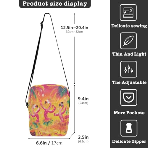 Dancing Flamingos Orange Summer cute messenger bag shoulder bag crossbody Women's Purses Adjustable Strap for Travel Shopping3