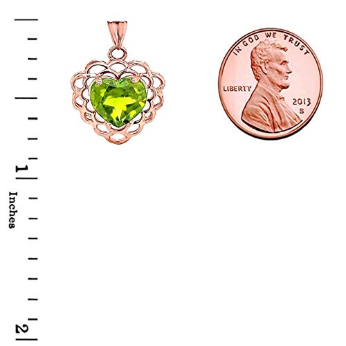 Certified 10k Gold Genuine Peridot Filigree Heart-Shaped Pendant2