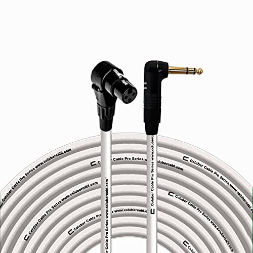 COLUBER CABLE Right Angle XLR Female to Right Angle 1/4" TRS - 100 Feet - White - Pro 3-Pin Microphone Connector for Powered Speakers, Audio Interface or Mixer for Live Performance & Recording