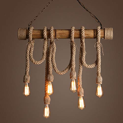 Suspension E27 hauteur réglable en corde de chanvre et bambou naturel