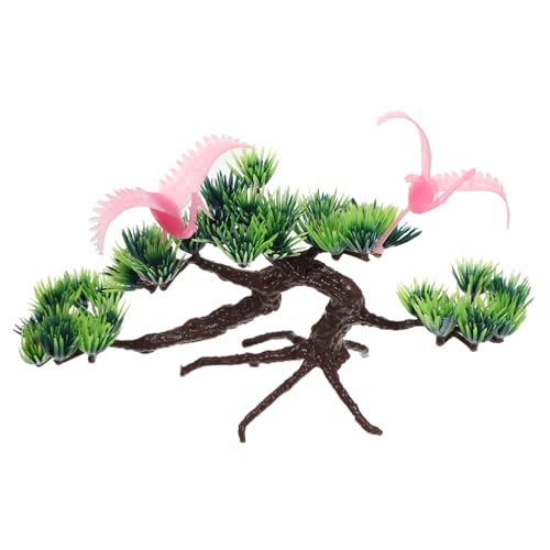 MUELODSIC 刺身皿用リアル造花飾り 松と赤い双鶴の和風装飾 小型植物オーナメント レストラン用皿飾り 寿司プレートアクセサリー