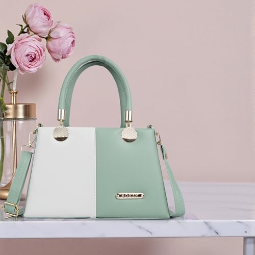 Image of Gold Rose Women's Elegant Color Block Handbag - Stylish Top Handle Purse for Office, Party & Daily Use | Premium Structured Ladies Hand Bag