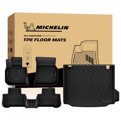 Image of Michelin Vehicle Mats, All-Weather TPE Custom Fit Liner for 2018-2024 BMW X3 Without Spare Tire (4 Piece), Not Fit X3 30e, Premier