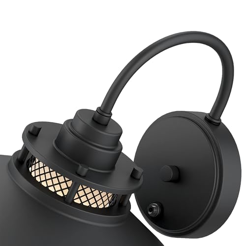 Image of Black Farmhouse Gooseneck Barn Light Dusk to Dawn - Outdoor Wall Lantern with Photocell Sensor Porch Light Dusk to Dawn Outdoor Sconce for Barn Garage Patio, E26