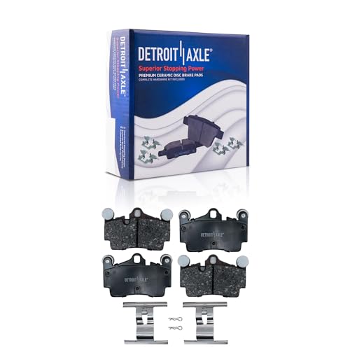 Image of Detroit Axle - Brake Pads for 2007-2015 Audi Q7, 2003-2010 Porsche Cayenne, 2004-2010 VW Touareg, Front and Rear Ceramic Brake Pads w /Hardware Replacement
