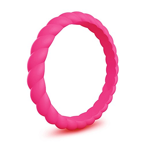 Caiyao 3 Pcs Silicone Wedding Ring Thin Rubber Wedding Bands Stackable Braided Ring Fashion Colorful Athletic Ring Sets Comfortable Fit Skin Safe Affordable Braided Silicone Wedding Bands for Women-82
