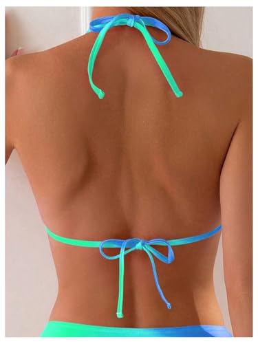 SHENHE Women's 2 Piece Swimsuits Tie Dye Halter Triangle Bikini Set Bathing Suits4