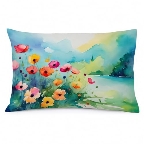 Caroline's Treasures DAC1547PILLOWCASE Anemones in Watercolor Fabric Standard Pillowcase Lightweight Super Soft Easy Care Decorative Artwork Pillowcase, Standard
