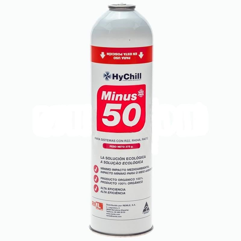 REPORSHOP - 2 Botellas Gas Minus 50 375Gr + Valvula Sustituto R22 R404a R407C R502 Freeze Organico