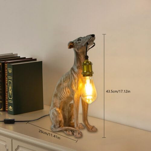 Vintage Resin Carved Dog Table Lamp, Dog Desk Lamp Floor Lamp for Kids Room Bedroom Bedside, Fun Unique Animal Lamp for Home Dining Living Room Bar Cafe Decor, Can Be Self-configured 30-60W E26 Bulb