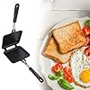 Leopacat Padella A Doppia Faccia,Padella Antiaderente Quadrata in Alluminio con Manico Antiscottatura Design Flip Creatore di Panini da Campeggio per Colazione Toast Tortillas Pancake Frittate
