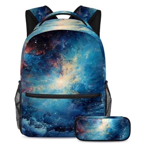 Sac à dos galaxie bleue 2 pièces pour ranger facilement toutes vos fournitures