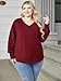 IN'VOLAND Women's Plus Size Long Sleeve Shirts V Neck Casual Fall Tops Loose Fit Lightweight Sweaters Tunic Fashion 2025 Dark Red