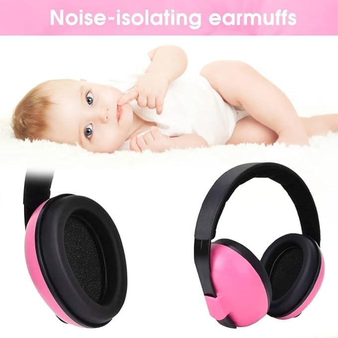 ATIRAMANIYA Baby Hearing Protection Earmuffs for Baby Sleep Flight Travel, Baby Ear Protection Noise Canceling Headphones for Baby Toddler 0-3 Years (Pink Ear Muffs) 3