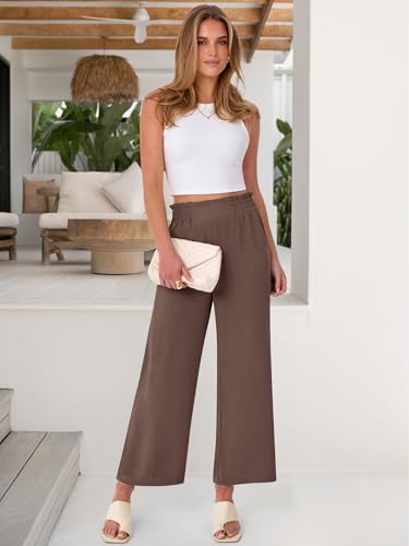 Image of ANRABESS Womens Wide Leg Palazzo Pants Summer Beach High Waisted Cropped Flowy Pants 2026 Dressy Casual Trousers with Pockets