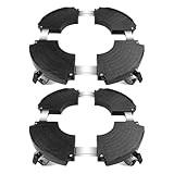 Fousenuk 2 Stück Pflanzenroller Einstellbare 40-58.5 cm, Rollbrett Pflanzen Tragkraft 250kg, Blumenroller Rund mit 360 ° Drehbare Rädern für Große Pflanzgefäße im Innen und Außenbereich(Schwarz)