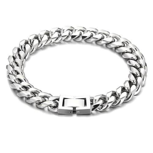 Cuban Link Bracelet for Men, 10mm Wide, Smooth Exquisite Casual Cuba Mens Cuff Jewelry Gift