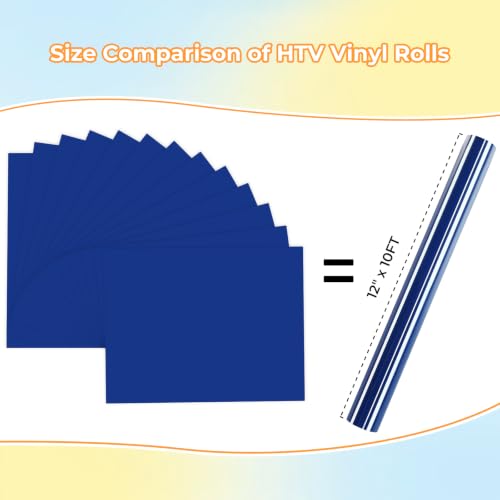 Image of Blue HTV Heat Transfer Vinyl Bundle: 13 Pack 12 inch x 10 inch Blue Iron on Vinyl | Blue Iron on Vinyl for T-Shirt, Heat Transfer Vinyl Compatible with Cricut Cutting Machine, Silhouette Cameo or Heat Press