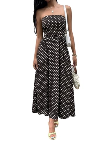 Image of Milumia Women's Striped Strapless Maxi Dress Summer Casual Tube Top Long Dresses with Pocket