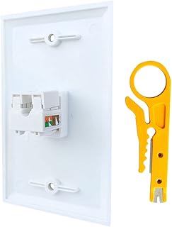 1 Port CAT6 Ethernet Punch Down Jack Wall Plate with Tool - 1 Gang Cat 6 RJ45 Keystone Jack Punchdown Cover Plate for CAT7/CAT6/CAT5e Network Cable - White