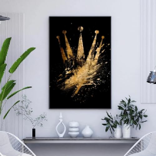 Cadre 40 x 60 cm peinture graffiti doré art abstrait pour maison