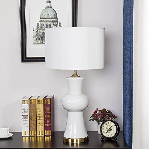 Mdrbb Table Lamps,Led Reading Lamp Lighting Study Lamp Ceramic Cloth Gold-Plated Suitable For Living Room, Study Room, Bedroom, Coffee Shop E27 Bedside Decoration Night Light #TOP2