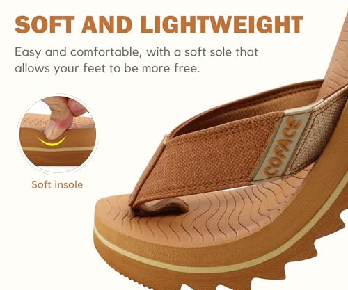 Image of COFACE Flip Flops for Men with Arch Support Mens Sport Beach Thong-Sandals Outdoor 2025 Summer Leather Sandal for Man Size7-15