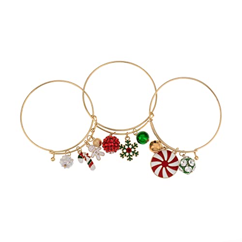 Madison Tyler Christmas Charms 3 Pcs Bangle Bracelet Set Gold Plated cover