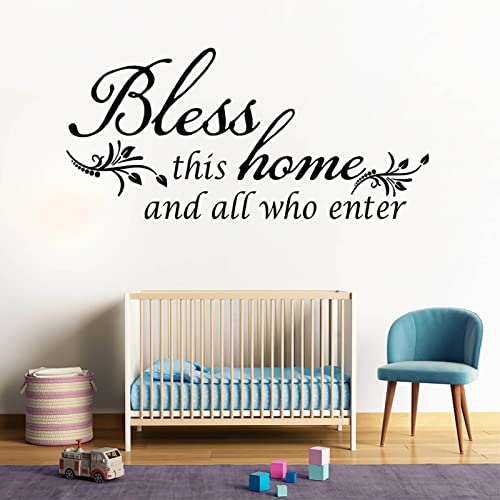 Room Decorations Wall Decals Quotes Stickers,Bless This Home And All Who Enter, Home Decors Inspirational Sticker For Entryway Living Room Décor Art Letters #TOP2