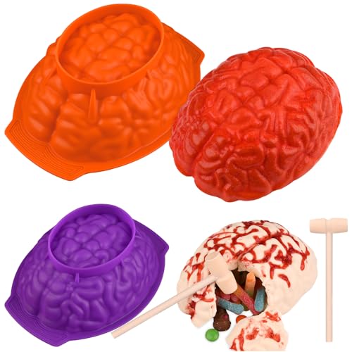 Image of Sakolla 2 Pack Halloween 3D Human Brain Silicone Molds | Food-grade Silicone Molds, Human Brain Shape Baking Molds for Chocolate Bomb, Jelly, Cake, Gelatin, Candle and Resin
