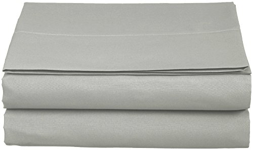 Clara Clark Supreme 1800 Collection Wirnkle Free Hypoallgenic Single Flat Sheet - Queen Size, Silver