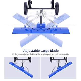 Ohuhu Snow Shovel for Driveway: 2026 Upgraded Heavy Duty Adjustable Angle Wheeled Metal Snow Shovels with 30"x12" Large Blade for Snow Removal, Snow Pusher with Wheels Efficient Remove Tool