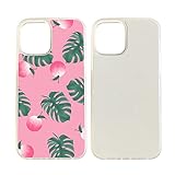 JUSTRY 5PCS Clear Sublimation Blanks Phone Case Bulk Covers Compatible with Apple iPhone 13, 6.1 Inch (2021),Easy to Sublimate DIY,2 in 1 2D Soft Rubber TPU with Insert Aluminum No Glitter