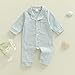 Kuriozud Baby Girl Boy Romper Pajamas Fall Winter Long Sleeve Button Down Pjs Newborn Infant Lapel Sleepwear Nightwear Clothes (Striped Green, 3-6 Months)