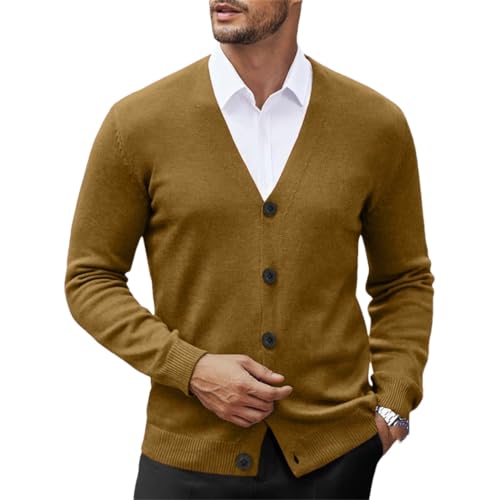 Men's V Neck Cardigan Casual Lightweight Button Down Knitted Outdoor Streetwear Cardigan Sweater