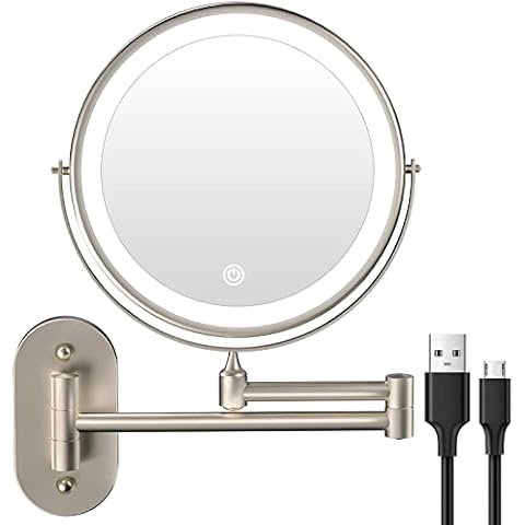 Espejo de Maquillaje de Pared FASCINATE con Luz LED Aumento 1X/5X, 8 Inch Cover